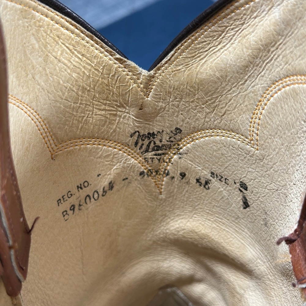 70s Tony Lama Cognac Brown Leather Western Cowboy Boots Made in USA Size 9 VTG - Picture 8 of 13
